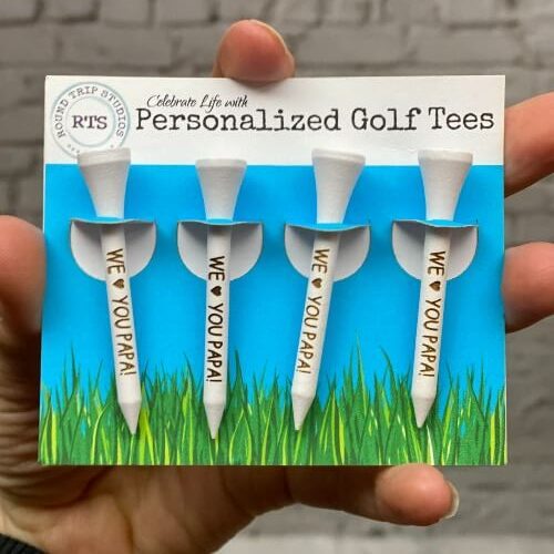 Personalized golf tees engraved for Father's day.