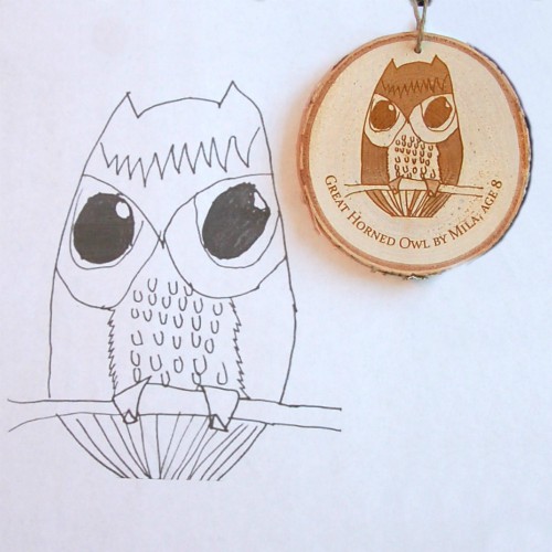 Unique Christmas ornament with a child's drawing engraved.